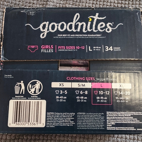 GOODNITES -Nighttime Underwear- Size: Large (10-12) [68-95lbs]-NEW UNOPENED BOX - Picture 4 of 4